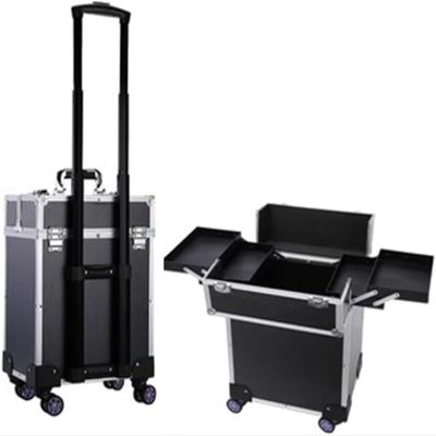 LemNin Professional Rolling Makeup Case Metal Frame Cosmetic Tool Storage Organiser, with Wheels Lockable(34x24x54cm-A)