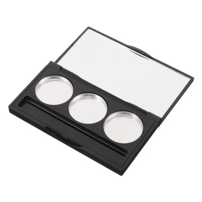 Happyyami Rectangular Black 3-Grid Eyeshadow Palette Brush Slots Refillable Makeup Organizer for Blush and Lipstick Samples Travel-Friendly Cosmetic Container for Women