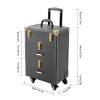Ginelm Professional Rolling Makeup Case Large Capacity w/Wheels & Locks, Detachable Organizer for Salon Artists, Travel, Home Storage (Black) view 2