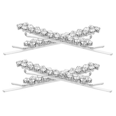 BIUDECO 1set Rhinestone Hairpins Silver Bobby Hairpins for Women Metal for Buns Stylish for Party Wedding