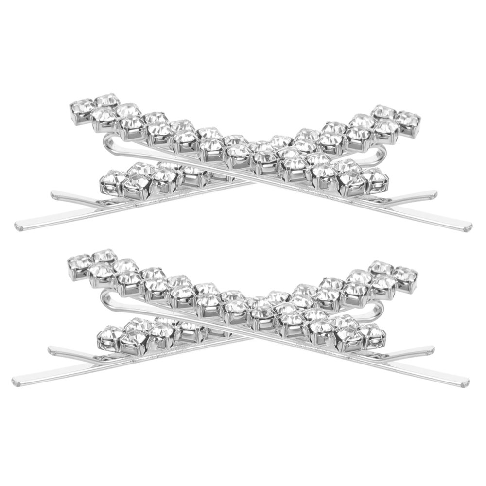 BIUDECO 1set Rhinestone Hairpins Silver Bobby Hairpins for Women Metal for Buns Stylish for Party Wedding