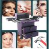 LemNin Professional Rolling Makeup Case Cosmetic Tool Storage Organiser, with A Drawer, On Wheels with 2 Drawers Lockable(Purple) view 2