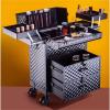 LemNin Professional Rolling Makeup Case Cosmetic Tool Storage Organiser, with A Drawer, On Wheels with 2 Drawers Lockable(Purple) view 3