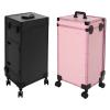 Bacocoo Rolling Portable Manicure Table with 3 Drawers, Makeup Train Case With 4 Universal Wheels, Lockable Makeup Case with Foldable Nail Desk, Cosmetic Travel Case for Workstation Mobile, Nail tech. view 1