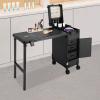 Bacocoo Rolling Portable Manicure Table with 3 Drawers, Makeup Train Case With 4 Universal Wheels, Lockable Makeup Case with Foldable Nail Desk, Cosmetic Travel Case for Workstation Mobile, Nail tech. view 4