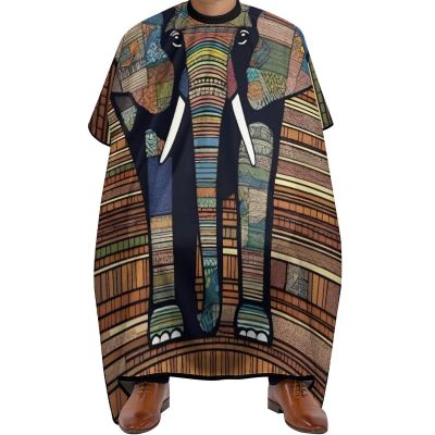 African Elephant Barber Cape Waterproof Hair Cutting Cape with Adjustable Snap Closure Salon Cape Hair Cutting Accessories for Men Women