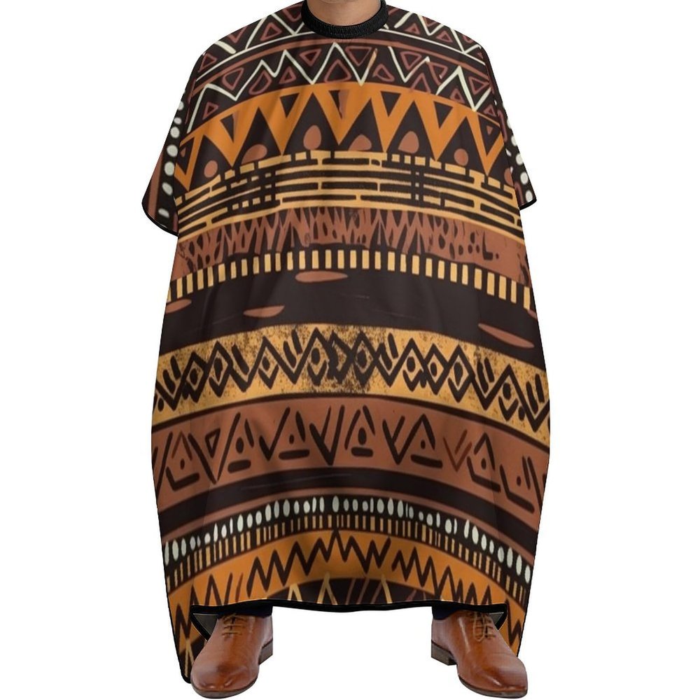 African Mud Cloth Tribal Barber Cape Waterproof Hair Cutting Cape with Adjustable Snap Closure Salon Cape Hair Cutting Accessories for Men Women