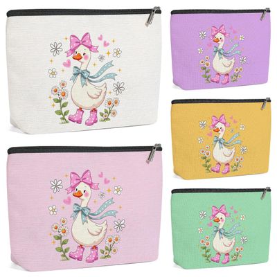 5 Pack Floral Coquette Cute Bow Animal Goose Decor Lovers Gift Goose Gifts Makeup Bag, Travel Cosmetic Bags for Women, Mom Sister Bestie Doctor Toiletry Bag Birthday Christmas Appreciation Graduation