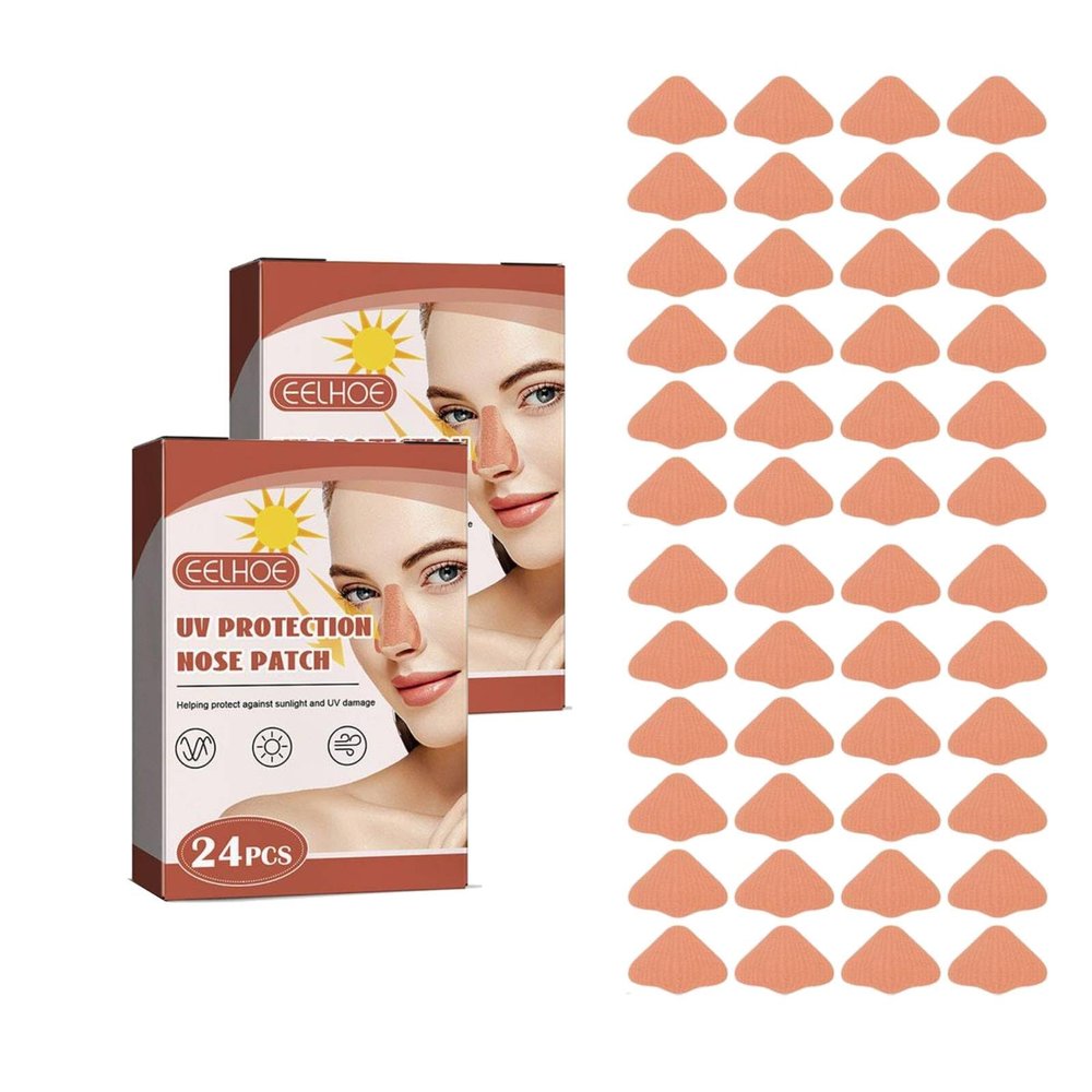 48 Pcs Nose Patch, Skin Sun Protection Nose Patch, UV Protection Nose Patch, Sunscreen Golf Nose BandageReusable Adhesive Patches for Hiking, UV Stickers for Hiking, Running & Outdoor Activities