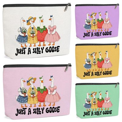 5 Pack Funny Cute Animal Goose Decor Lovers Gift Goose Gifts Makeup Bag, Travel Cosmetic Bags for Women,Sister Doctor Coworker Leader Mom Grandma Toiletry Bag Girls Trip Birthday Christmas Thank You