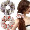 2 Pcs Spring Women's Large Lace Floral Scrunchies for Thin Thick Curly Hair, Strawberry Fruit Love Heart Big Hair Ties Elastic Hair Bands Ponytail Holders for Autumn (5.5inches vine flower strawberry) view 1