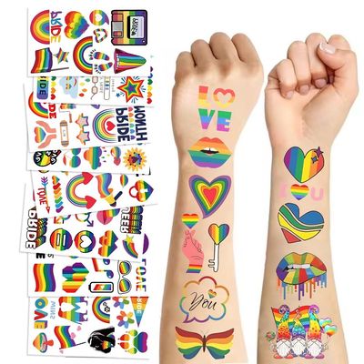 100+ Pride Temporary Tattoos LGBT Gay Pride Tattoos Sticker Rainbow Body Art Waterproof Decal for Pride Month Parade Throws Party Favors