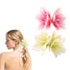 2 PCS Hawaiian Flower Hair Clips for Women Orchid Hair Claw Clips Artificial Hibiscus Flower Hair Barrettes for Wedding Bridal Beach Party(Pink White+Yellow White) view 1