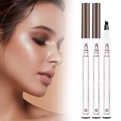 2PCS 2025 New Magic Eyebrow Pencil, 4-Tip Microblade Brow Pen Magic Eyebrow Pen, Waterproof Microblading Eyebrow Pencil Contouring Natural Gap Filling Eyebrow Makeup Brow Pencil (Light Brown)