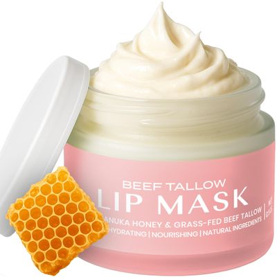 Body Restore Grass Fed Beef Tallow Lip Mask, Manuka Honey  Christmas Stocking Stuffers, White Elephant, Hydrating Moisture, Travel Essentials, Self Care, Birthday Gifts for Women, Men  Unscented