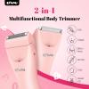 ENSSU Bikini Trimmer for Women - 2 in 1 Pubic Hair Trimmer IPX7 Waterproof, Razors for Women with LED Light & USB Charge, Painless Electric Shaver with Ceramic Blade for Bikini Legs Arm Underarm view 2
