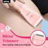 ENSSU Bikini Trimmer for Women - 2 in 1 Pubic Hair Trimmer IPX7 Waterproof, Razors for Women with LED Light & USB Charge, Painless Electric Shaver with Ceramic Blade for Bikini Legs Arm Underarm view 3