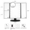 22 LED Makeup Mirror Touch Screen Table Mirror with Light 3 Fold Adjustable Vanity Cosmetic Mirrors USB Dual Power Supply 3X/10X (Color : Black) view 2