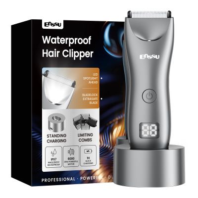 ENSSU Manscaper for Men with BLADELOCK, Electric Body Hair Trimmer for Men with LED Spotlight & LCD Display, IPX7 Waterproof Wet/Dry Razor/Shavers for Pubic, Chest, Groin, Legs & Bikini Hair Grooming