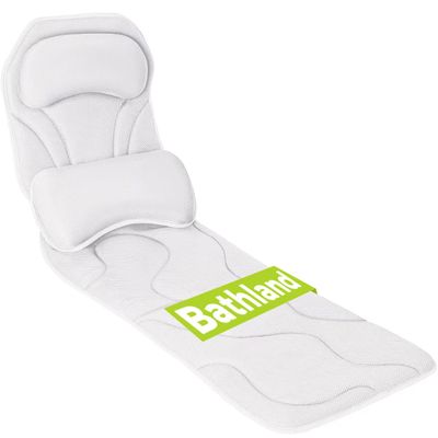 Bathland Full Body Bath Pillow for Tub - Extra Long & Thick Tub Pillow with Head, Back & Lumbar Support, 168 Non-Slip Suction Cups, Soft 5D Mesh Spa Cushion, Fits All Tubs-Gift for Soaking