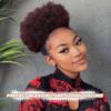 quesdom Afro Puff Ponytail Extension Synthetic Premium Ombre Red 80 Grams Afro Puff Drawstring Clip on Kinky Curly Bun for Black Women(1BT99J Ombre Red) view 2