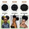 quesdom Afro Puff Ponytail Extension Synthetic Premium Ombre Red 80 Grams Afro Puff Drawstring Clip on Kinky Curly Bun for Black Women(1BT99J Ombre Red) view 4