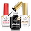 Beetles 3Pcs 15ml HEMA-Free Nail Glue Top Coat & Base Gel Set, TPO Free No Wipe Top Coat Base Nail Glue Gel for False Nails, Shine Effect Long Lasting Nail Extension DIY Salon Home, U V Light Required view 1
