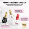 Beetles 3Pcs 15ml HEMA-Free Nail Glue Top Coat & Base Gel Set, TPO Free No Wipe Top Coat Base Nail Glue Gel for False Nails, Shine Effect Long Lasting Nail Extension DIY Salon Home, U V Light Required view 2