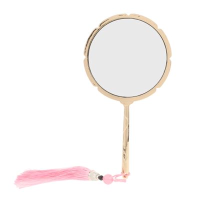 EPIGEIST Vintage Handheld Mirror with Elegant Tassel Design Portable Makeup Tool for Travel Small Embossed Vanity Mirror for Women and Girls for Daily Use and Gifting