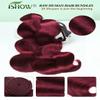 ISHOW Raw Human Hair Bundles, 100% Unprocessed Virgin Human Hair, 15A Body Wave Premium Quality Bundles Producer, 12 14 16 Inch 3 Bundles, Long Lasting, Red Burgundy Color 99J view 3