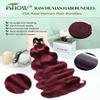 ISHOW Raw Human Hair Bundles, 100% Unprocessed Virgin Human Hair, 15A Body Wave Premium Quality Bundles Producer, 12 14 16 Inch 3 Bundles, Long Lasting, Red Burgundy Color 99J view 4