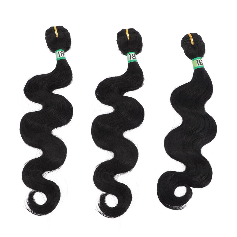 LOORGVEL 3pcs Body Wave Hair Extensions Synthetic Bundles for Women Comfortable Lightweight for and to Wash Style