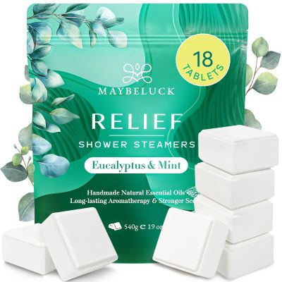 Maybeluck Eucalyptus Mint Shower Steamers 18 Pack - Eucalyptus for Shower, Valentines Day Gifts for Him & Her, Natural Essential Oil Bombs for Home Spa & Self Care Relaxation, Includes Easy Opener
