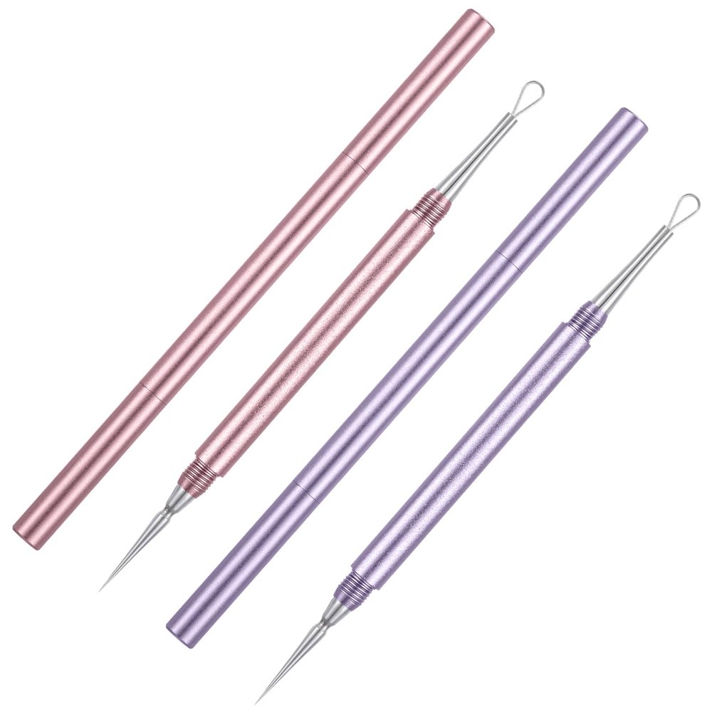 Kifmurase 2-in-1 Professional Stainless Steel Acne Removel Needle, Blackhead Remover Blemish Extractor Tool, Pimples Comedone Extractor Removal Tool, Double Ended Needle with Cap Removal for Nose Face