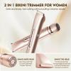 for Sensitive Skin & Travel: 2-in-1 Electric Shaver & Trimmer for Women, Painless & Waterproof for Shower. Bikini, Face, Body Safe with Hypoallergenic Blades (Gold) view 2