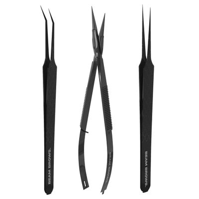 BEAMLIGHT LASHES Brow Extensions Tweezers & Scissors Kit  Premium Separating & Application Tools for Perfect Brow Extensions