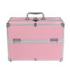 Ipetboom Handheld Makeup Train Case 3-Tier Portable Cosmetics Box for Travel Pink Organizer Detachable Compartments for Jewelry and Toiletries view 1