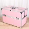 Ipetboom Handheld Makeup Train Case 3-Tier Portable Cosmetics Box for Travel Pink Organizer Detachable Compartments for Jewelry and Toiletries view 3