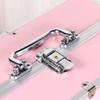 Ipetboom Handheld Makeup Train Case 3-Tier Portable Cosmetics Box for Travel Pink Organizer Detachable Compartments for Jewelry and Toiletries view 4