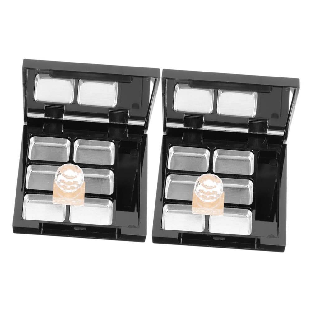 BATHVEVE 2sets Diy Makeup Palette Storage Box Empty Lipstick Eyeshadow Organizer Compartments for Travel