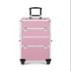 Eastmagic Professional Rolling Makeup Train Case with Wheels Cosmetic Organizer with Sliding Rail Removable Middle Layer Makeup Case Organizer Shiny Pink Diamond Makeup Trolley view 1