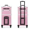 Eastmagic Professional Rolling Makeup Train Case with Wheels Cosmetic Organizer with Sliding Rail Removable Middle Layer Makeup Case Organizer Shiny Pink Diamond Makeup Trolley view 3