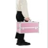 Eastmagic Professional Rolling Makeup Train Case with Wheels Cosmetic Organizer with Sliding Rail Removable Middle Layer Makeup Case Organizer Shiny Pink Diamond Makeup Trolley view 4