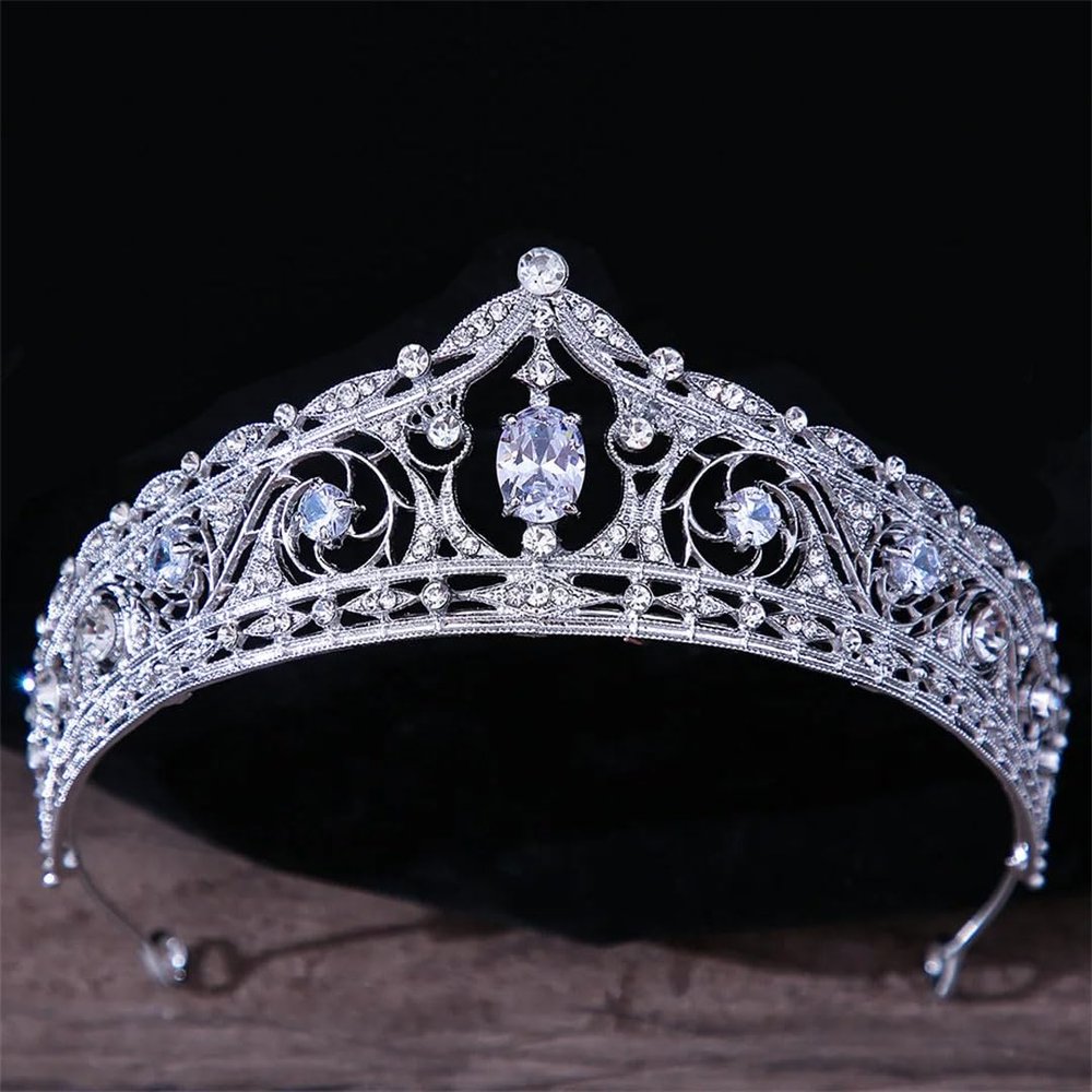 Women's Crystal Crown Hair Accessories Tiara Wedding Rhinestone Bridal Silver Color Crown Hair Jewelry silver white8