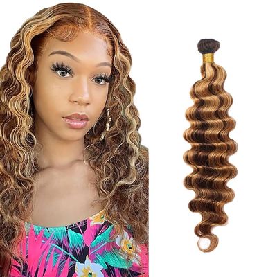 P4/27 Highlight Blonde Bundles Human Hair Deep Wave Bundles 32 Inch 1 Bundle Unprocessed Brazilian Virgin Hair Brown Deep Wave Human Hair Extensions