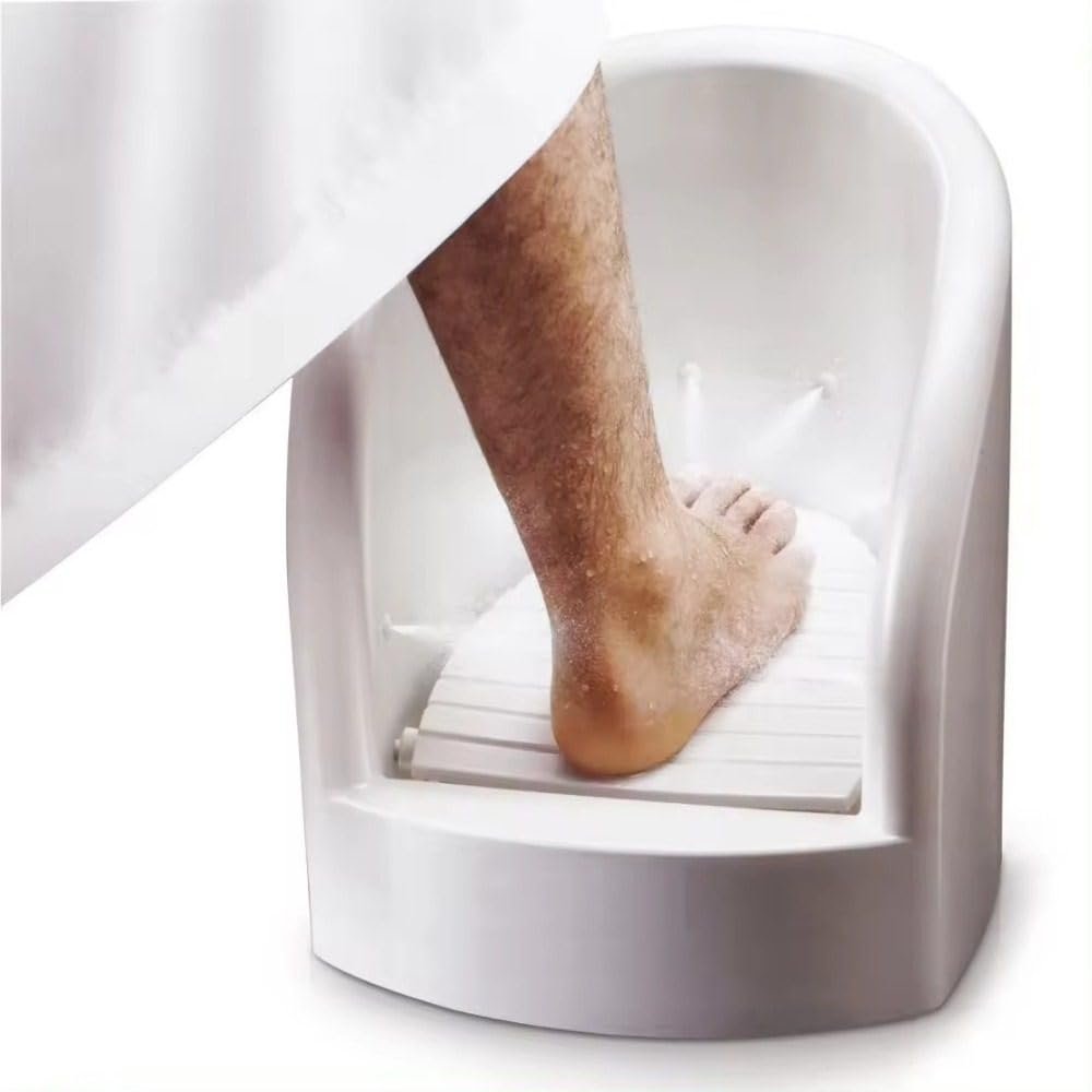 JnbCKJ Automatic Foot Wash Basin with Press Spray Function - Includes Inlet/Outlet PVC Pipes & Angle Valves - Water-Saving Foot Spa for Relaxation & Hygiene