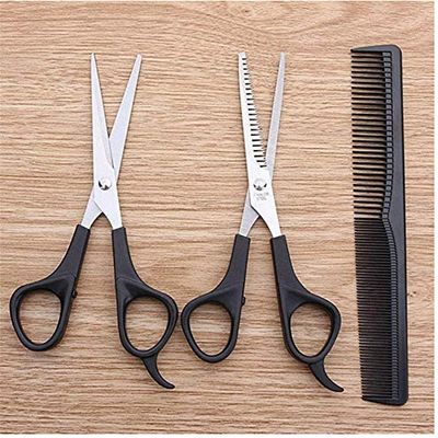 3-Piece Set of Barber Scissors, Hair Salon Cutting, thinning, Hairdressing Tools, Hair Comb