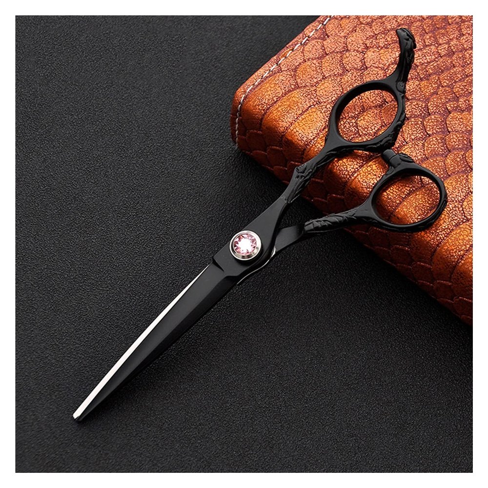 6.0 Inch Household Black Retro,Flat Cut,Special Scissors for Hairdressers Hair Cutting Scissors
