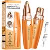 VG VOGCREST Eyebrow Facial Trimmer: 2 in1 Rechargeable Facial Hair Removal and Eyebrow Shaver - Face Lips Body Painless Razor with Built-in LED Light (Orange) view 1