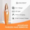 VG VOGCREST Eyebrow Facial Trimmer: 2 in1 Rechargeable Facial Hair Removal and Eyebrow Shaver - Face Lips Body Painless Razor with Built-in LED Light (Orange) view 2